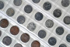 7db berakólap közel 300db fémpénzzel, sok magyar fillér az 1930-as évektől kezdve T:vegyes