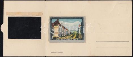 Besztercebánya, Béla király tér / square, intersting folding card with stamp