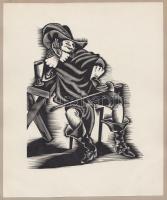 Molnár C. Pál (1894-1981): Részlet a Cyrano-sorozatból. Fametszet, papír, kartonra kasírozva, 23,5x20cm