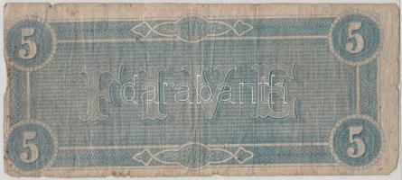 Amerikai Konföderációs Államok / Richmond  /Virginia 17.kiadás 1864. 5$ T:III- Confederate States Of America / Richmond / Virginia 1864.Feb.17. 5 Dollars 17th issue C:VG