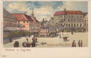 Zagreb Jelacic square litho (b)