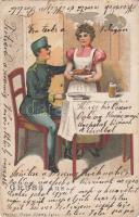 Soldier, lady, litho (EK)