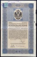 Ausztria / Bécs 1913. Kötvény 200K-ról T:II + 1915. Háborús Hadikölcsönkötvény 2000K-ról szelvényekk...