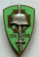 1914-1918. "Országos Frontharcos Szövetség" zománcozott gomblyukjelvénye szign: Berán N. T:2 Hungary 1914-1918. "Hungarian Front Fighters Association" tombac badge and miniature badge, sign.: Nándor Berán C:XF