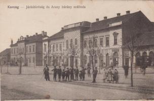 Karcag, járásbíróság, Arany Bárány szálloda, Krausz Soma és Deutsch üzletei