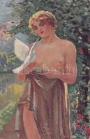 Nude lady with pigeon s: Holoubek