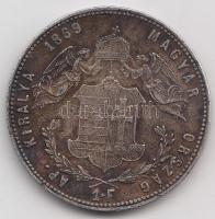 1869KB 1Ft Ag "Angyalos címer" T:1-,2 patina