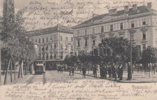 Temesvár, Jenő herceg tér / square, tram (EB)