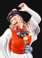 Herendi táncoló juhász, kézzel festett, jelzett, hibátlan, m:29 cm