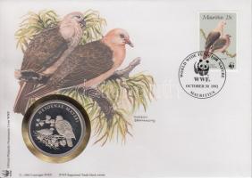 1986. "30 éves a WWF - Nesoenas Mayeri" fém emlékérem érmés borítékon bélyegzővel T:PP 1986. "WWF 30 years - Nesoenas Mayeri" coin letter with stamps C:PP