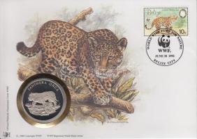 1986. "30 éves a WWF - Panthera onca" fém emlékérem érmés borítékon bélyegzővel T:PP 1986. "WWF 30 years - Panthera onca" coin letter with stamps C:PP