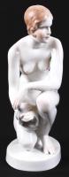 Herendi térdelő akt (Lux Elek), kézzel festett, jelzett (csak mélynyomás, festő), hibátlan, m:35 cm
