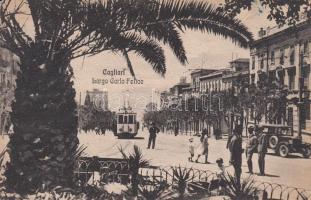 Cagliari, Largo Carlo Felice / street, tram (Rb)