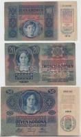 1902. 1000K II. kiadás piros "Deutschösterreich" felülnyomással + 1913. 20K + 1914. 50K + ...