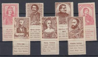 1898 Arcképek 7 db levélzáró (piros és barna)