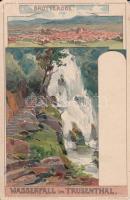 Brotterode, Wasserfall in Trusenthal litho s: Albert Stagura