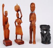 Faragott afrikai fa szobrok és eszközök, összesen 8 db, m:14-24 cm