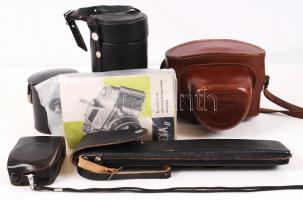 Fényképésztáskában (Touareg): Exa II. fényképezőgép, objektívek, (Tessar, Meyer, Witwinkel) fénymérő...