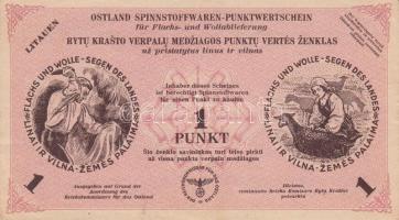 Német 3. Birodalom / Reichskommissar Ostland ~1945. 1 Pont len és gyapjútermékek beváltására T:III German Third Reich / Reichskommissar Ostland ~1945. "1 Punkt" ticket to exchange flax and wool products C:F