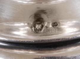 Ezüst (Ag.) ólomkristály váza, jelzett, hibátlan, gravírozott szöveggel, m:17 cm