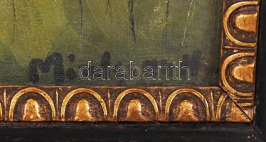 Mindszenthy jelzéssel: Játszó cica. Olaj, karton, antik keretben 35×44 cm