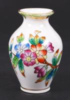 Herendi Viktória mintás mini váza, kézzel festett, jelzett, hibátlan, m:7 cm / Herend porcelain mini vase