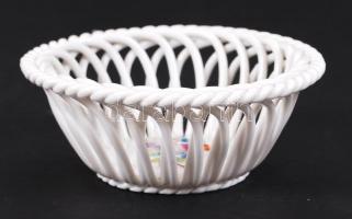 Herendi Viktória mintás áttört kosárka, kézzel festett, jelzett, hibátlan / Herendi chinaware tray 7...