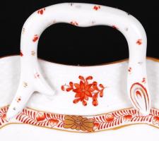 Herendi Apponyi mintás leveles tál, kézzel festett, jelzett, hibátlan, m:6 cm, h:23 cm