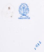 Herendi Apponyi mintás leveles tál, kézzel festett, jelzett, hibátlan, m:6 cm, h:23 cm