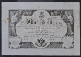 1866. 5G "K.K.Staats-Central-Cassa" fekete sorszám, vízjellel T:restaurált, foltos