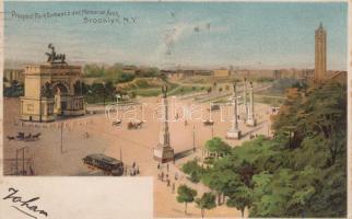 New York, Brooklyn; Prospect Park Entrance and Memorial Arch litho