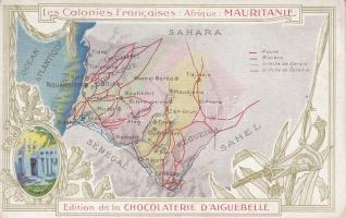 French Colonies - Mauritania, map, litho (non PC)