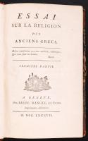 Leclerc de Sept-Ch&#234;nes: Essai sur la religion des anciens grecs ... I. Geneve, 1787. chez Barde, Manget, et comp. 226p. Félbőr kötésben / half leather binding