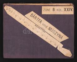 cca 1910 Bártfa és Muszyna vászon katonai térkép / canvas military map 40x50 cm