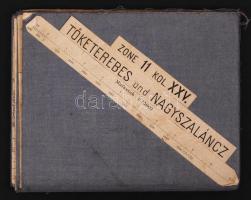 cca 1910 Tőketerebess és Nagyszaláncz vászon katonai térkép / canvas military map 40x50 cm