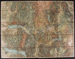 cca 1910 Salzkammergut vászon katonai térkép / canvas military map 80x100 cm