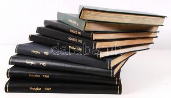 A Magyar Horgász c. újság 9 db bekötött évfolyama az 1980-as és 90-es évekből