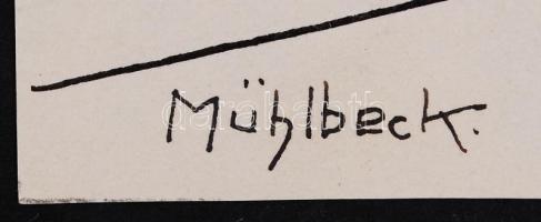 Mühlbeck Károly (1869-1943): Illusztrációk 4db Gárdonyi Géza: Göre Gábor bíró úr sorozatából, tus, p...