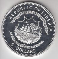 Libéria 2010. 5$ ezüstözött Cu "Nagy Hadvezérek / Leónidasz" T:PP Tanúsítvánnyal, csak 200...