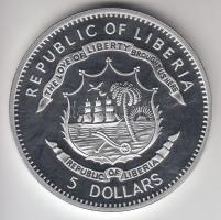 Libéria 2010. 5$ ezüstözött Cu "Nagy Hadvezérek / Ulysses S. Grant" T:PP Tanúsítvánnyal, c...