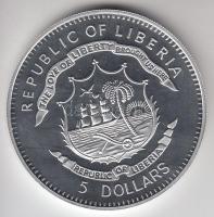 Libéria 2009. 5$ ezüstözött Cu "Nagy Hadvezérek / Geore Washington" T:PP Tanúsítvánnyal, c...