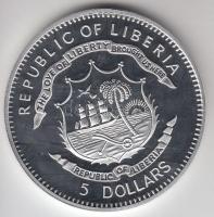 Libéria 2009. 5$ ezüstözött Cu "Nagy Hadvezérek / Oroszlánszívű Richárd" T:PP Tanúsítvánny...