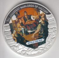 Libéria 2009. 5$ ezüstözött Cu "Nagy Hadvezérek / Atilla a Hunok fejedelme" T:PP Tanúsítvánnyal, csak 2000db! Liberia 2009. 5 Dollars silver plated Cu "The Greatest Warlords of History / Atilla the Hun" T:PP with certificate, only 2000 examples!