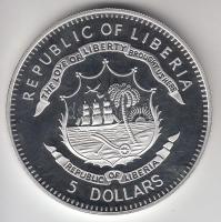Libéria 2009. 5$ ezüstözött Cu "Nagy Hadvezérek / Atilla a Hunok fejedelme" T:PP Tanúsítvá...