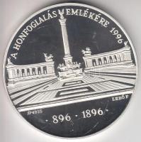 Lebó Ferenc (1960-) 1996. "Honfoglalás Emlékérem / Árpád Nagyfejedelem" Ag emlékérem (31.1g/0.925/42,5mm) T:PP Dísztokban, tanúsítvánnyal, csak 3000db!