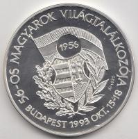 1993. "56-os Magyarok Világtalákozója / Ébredjetek!" Ag emlékérem (31,1g/0.925/42,5mm) dísztokban, sorszámozott tanúsítvánnyal T:PP