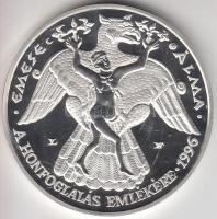 Lebó Ferenc (1960-) 1996. "A Honfoglalás emlékére - Emese álma / Álmos áldozata" Ag emlékérem (31.1g/0.925/42,5mm) T:PP Dísztokban