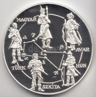 1996. "A Honfoglalás emlékére / Kik Vagyunk" Ag emlékérem (31.1g/0.925/42,5mm) T:PP Díszto...
