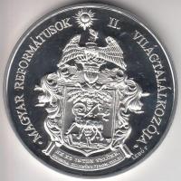 Lebó Ferenc (1960-) 1991. "Magyar Reformátusok II. Világtalálkozója" Ag emlékérem (31.1g/0.925/42,5mm) dísztokban tanúsítvánnyal T:PP