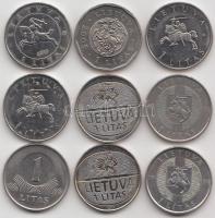 Litvánia 1999-2011. 1L klf kiadások (9x) T:2 Lithuania 1999-2011. 1 Litas diff issues (9x) C:XF